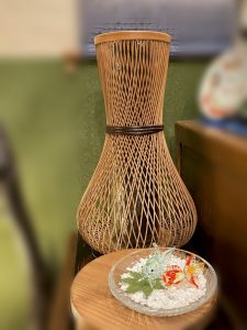 駿河竹千筋細工『福寿花器』　ガラス細工　ミニオブジェ『金魚』